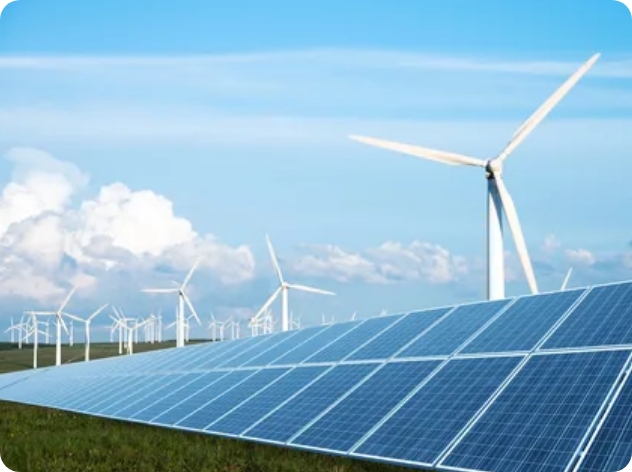 Solar panels and wind turbines